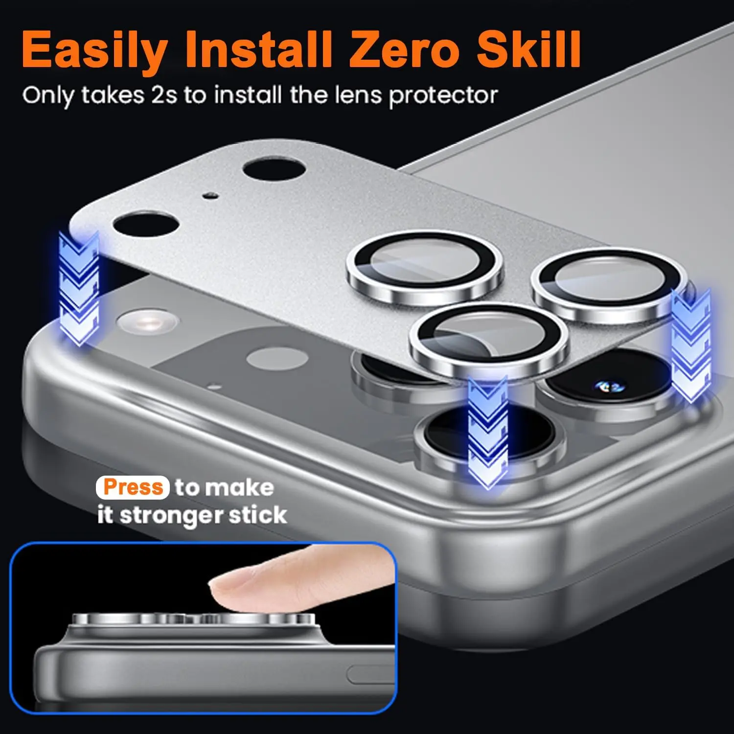 for iPhone 17 Pro Max Camera Lens Protector-Shatterproof Metal Tempered Glass Rear Camera Screen Cover,Ultra Strong Adsorption