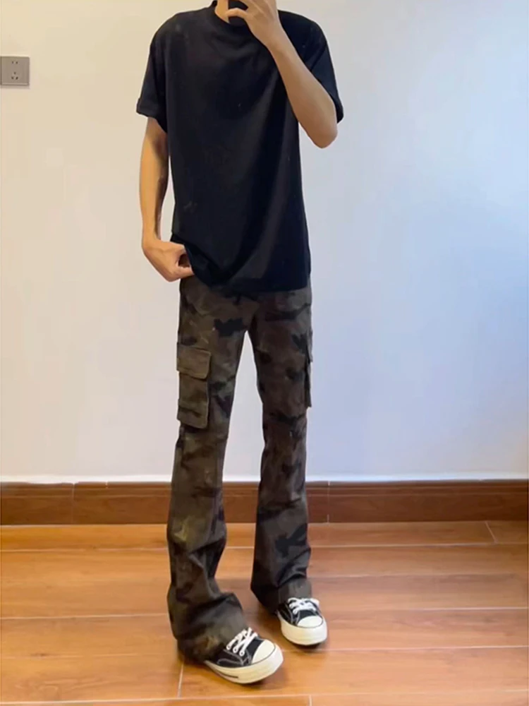 

American Sle Loose Fit Camouflage Pants Men's Autumn Lazy Straight Leg Wide ket Workwear Casual Trousers