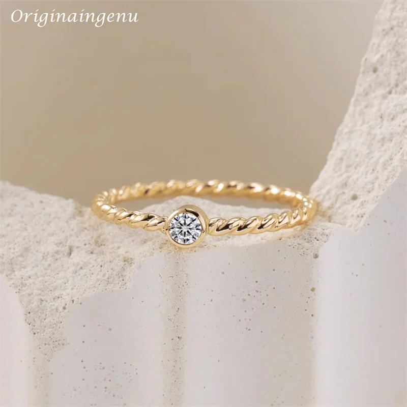 

14K Gold Filled Moissanite Ring Personalized Handmade Band Ring Minimalism Jewelry Tarnish Resistant Jewelry Boho Women Ring