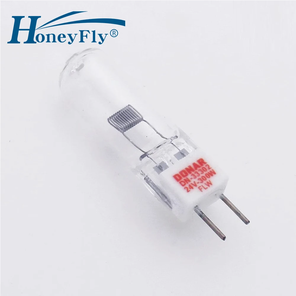 HoneyFly 64516 GX6.35 Halogen Lamp 24V 300W Warmwhite Clear Quartz PG Optical Curve Grinder Bulb Photographic Stage Lamp