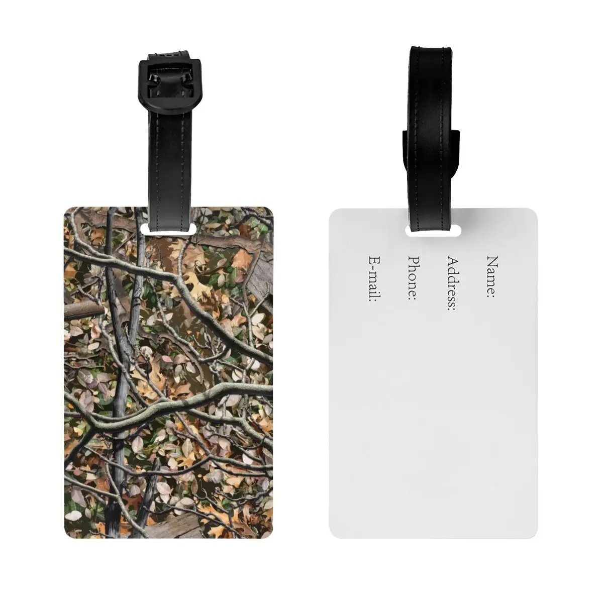 Custom Hunting Camo Tree Camouflage Pattern Luggage Tag Custom Baggage Tags Privacy Cover Name ID Card