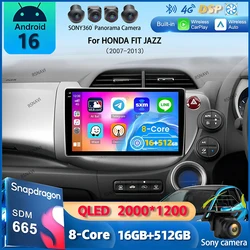 Android 16 Carplay Car Radio For HONDA FIT JAZZ 2007 - 2013 Navigation Multimedia Player Stereo 5gWiFi+4G BT DVD Head Unit auto