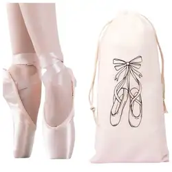 Double Drawstring Ballet Dance Bag Flannelette TUTU Bag for Girls Ballerina Pointe Shoes Bags Ballet Dance Accessories13*27CM