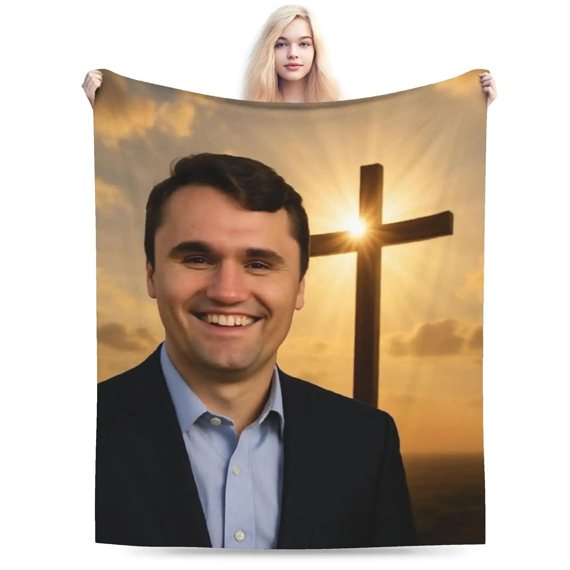 

Теплое мягкое фланелевое одеяло-плед для детей и взрослых, в стиле Чарли Кирка, для кемпинга, спальни, дивана, модное покрывало для кровати