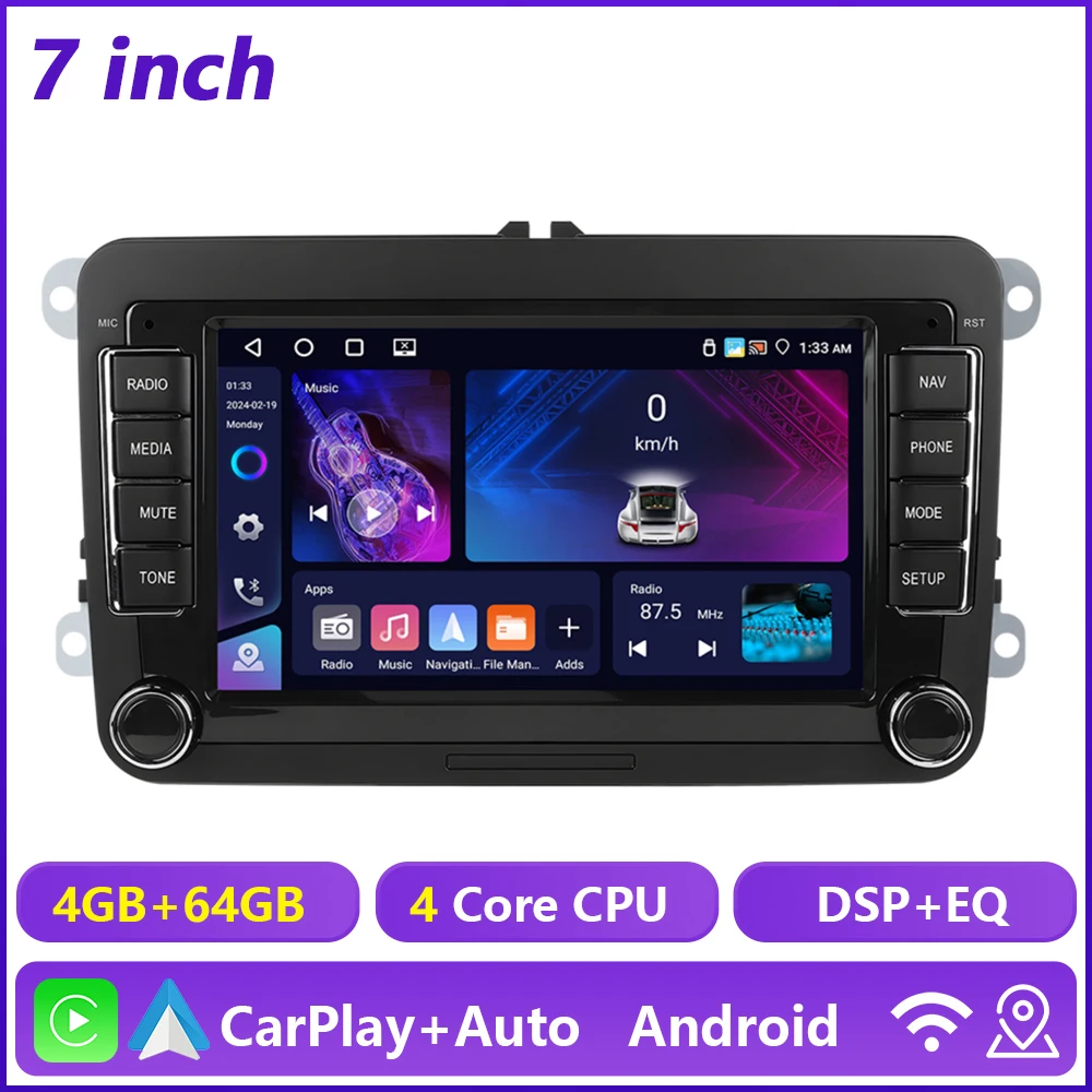 Hikity 8 + 128G 8Core Autoradio Voor VW/PASSAT/MAGOTAN/POLO/Skoda WIFI 4G Carplay Android Auto GPS DSP AI Voice BT EQ Autoradio