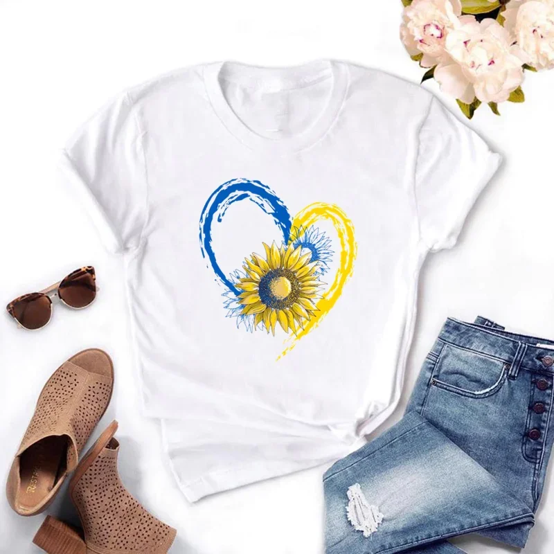 Ukraine Sunflower Lovers Ukraine Print Women Graphic T Shirt Summer Vintage Ukrainian Y2k Top Casual Oversized T Shirt