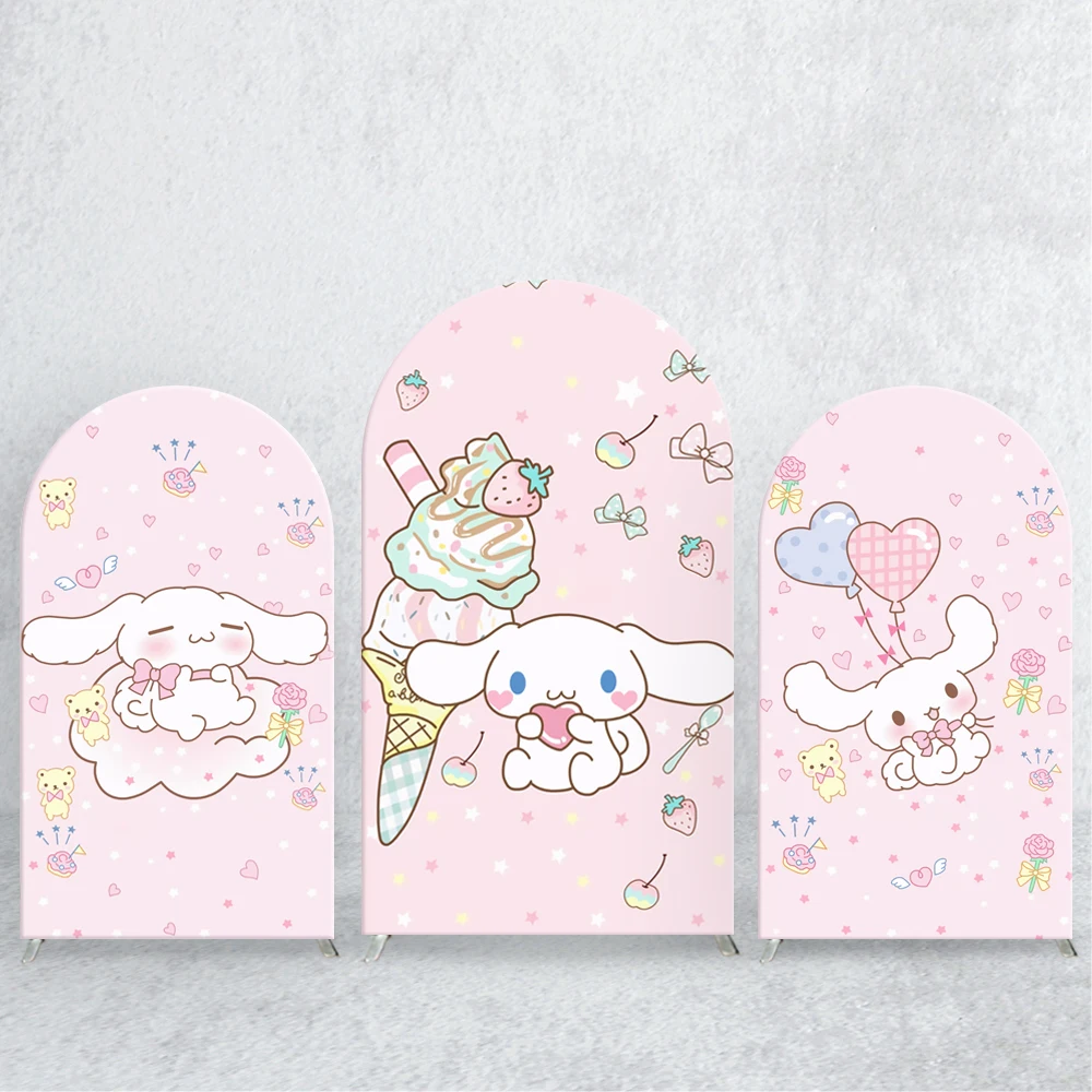 

Sanrio My Melody Arch Backdrop Cinnamoroll Elastic Fabric for Girl Birthday Party Baby Shower Cute Photo Background Decoration