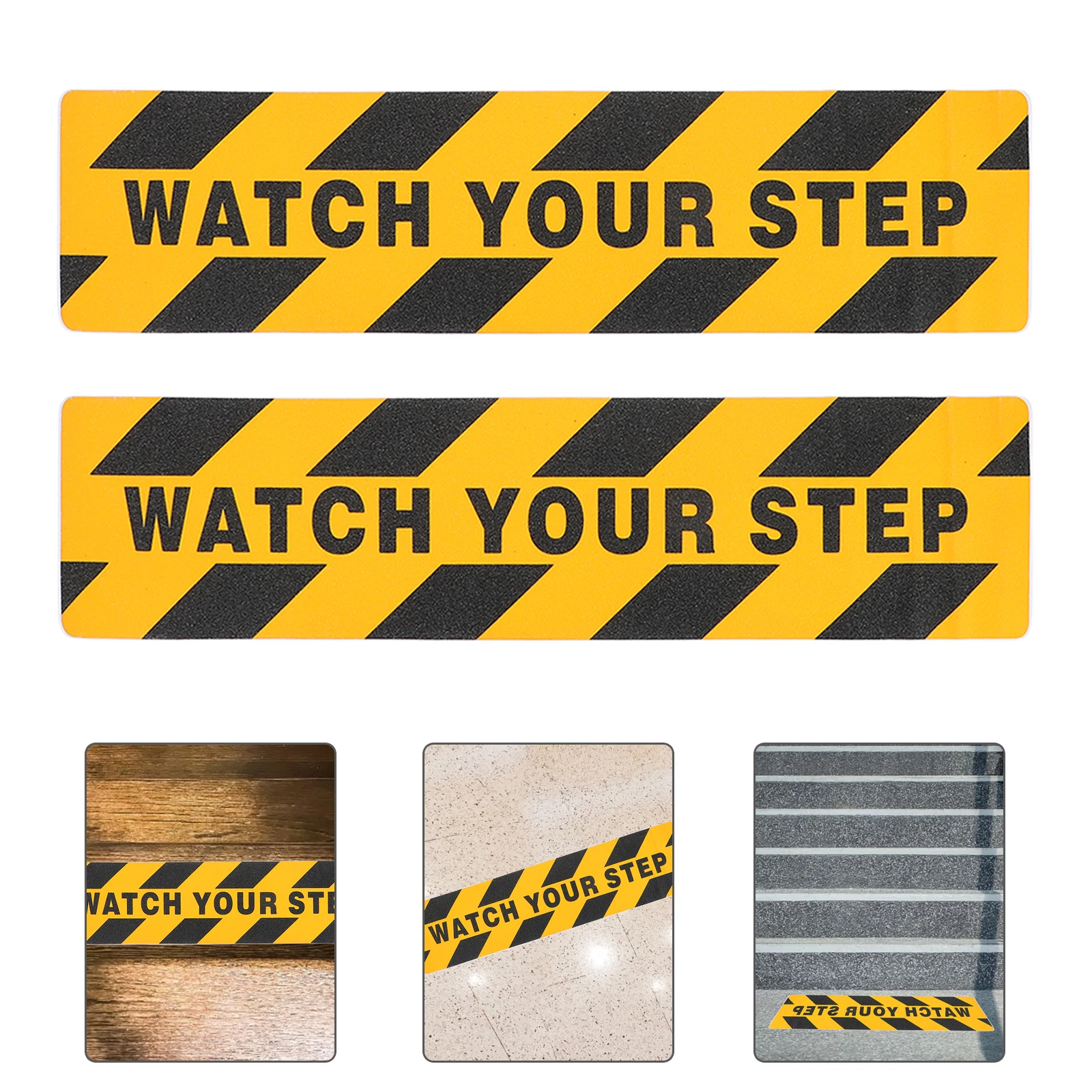 2 Pcs Non-slip Tape Adhesive Warning Decal Stickers Sign Watch Your Step Anti-slip Tapes Floor
