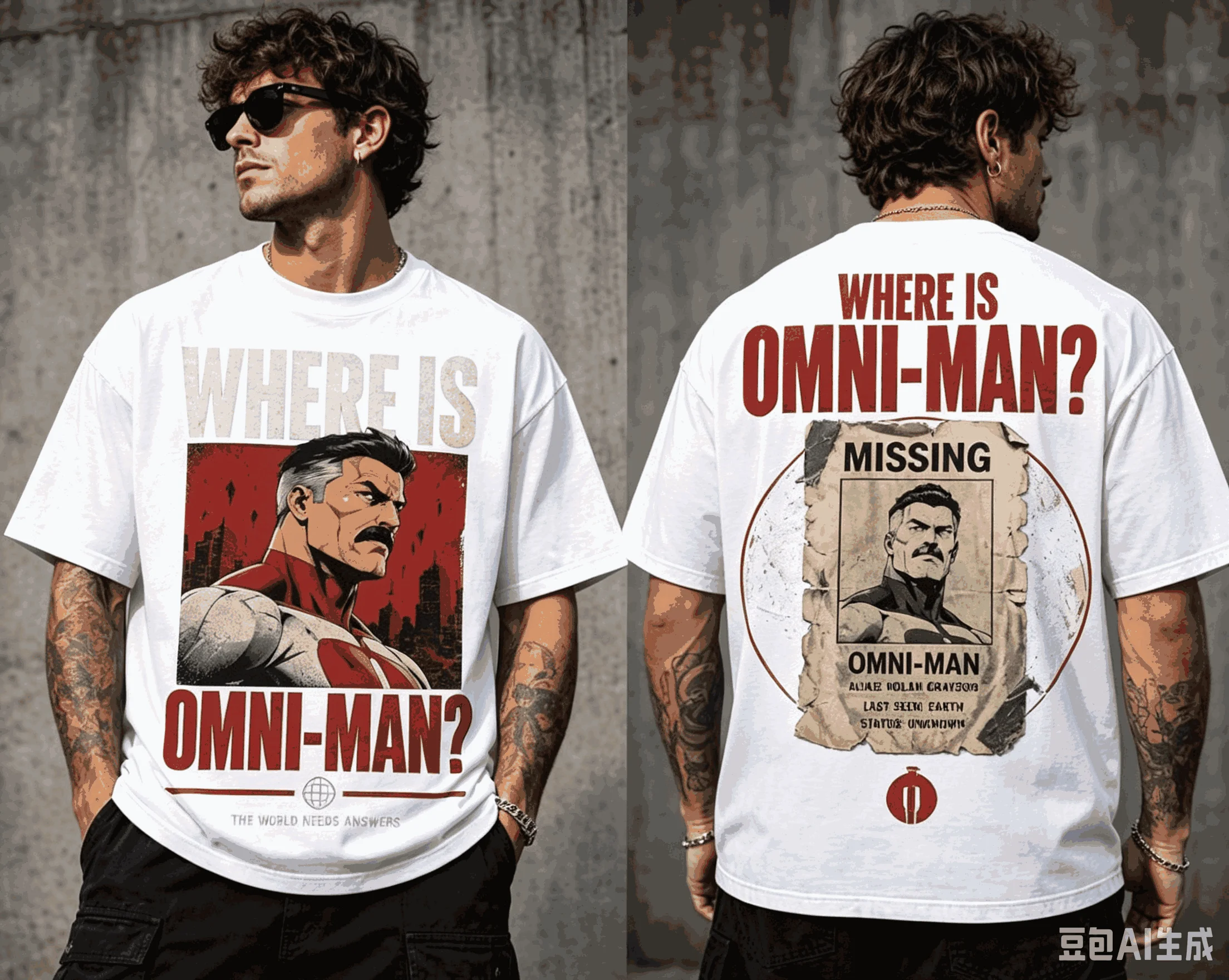 Anime Invincible Omni‑Man Nolan Grayson Missing Wanted Poster Double‑Sided T‑Shirt Y2K Unisex Retro Comic Casual Cotton T‑Shirt