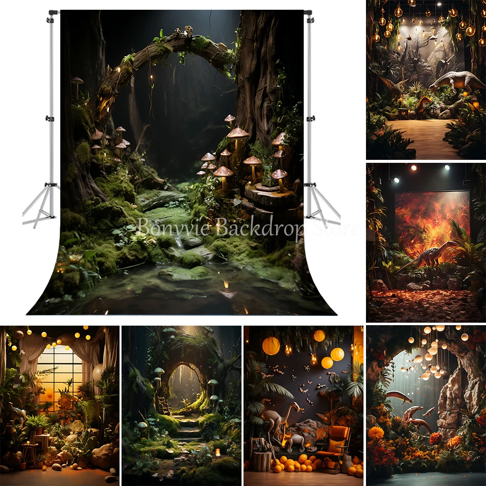 

Bonvvie Dinosaur theme Photography Background Adult Portrait Birthday Wedding Maternity Portrait Decor Backdrop for Photo Studio