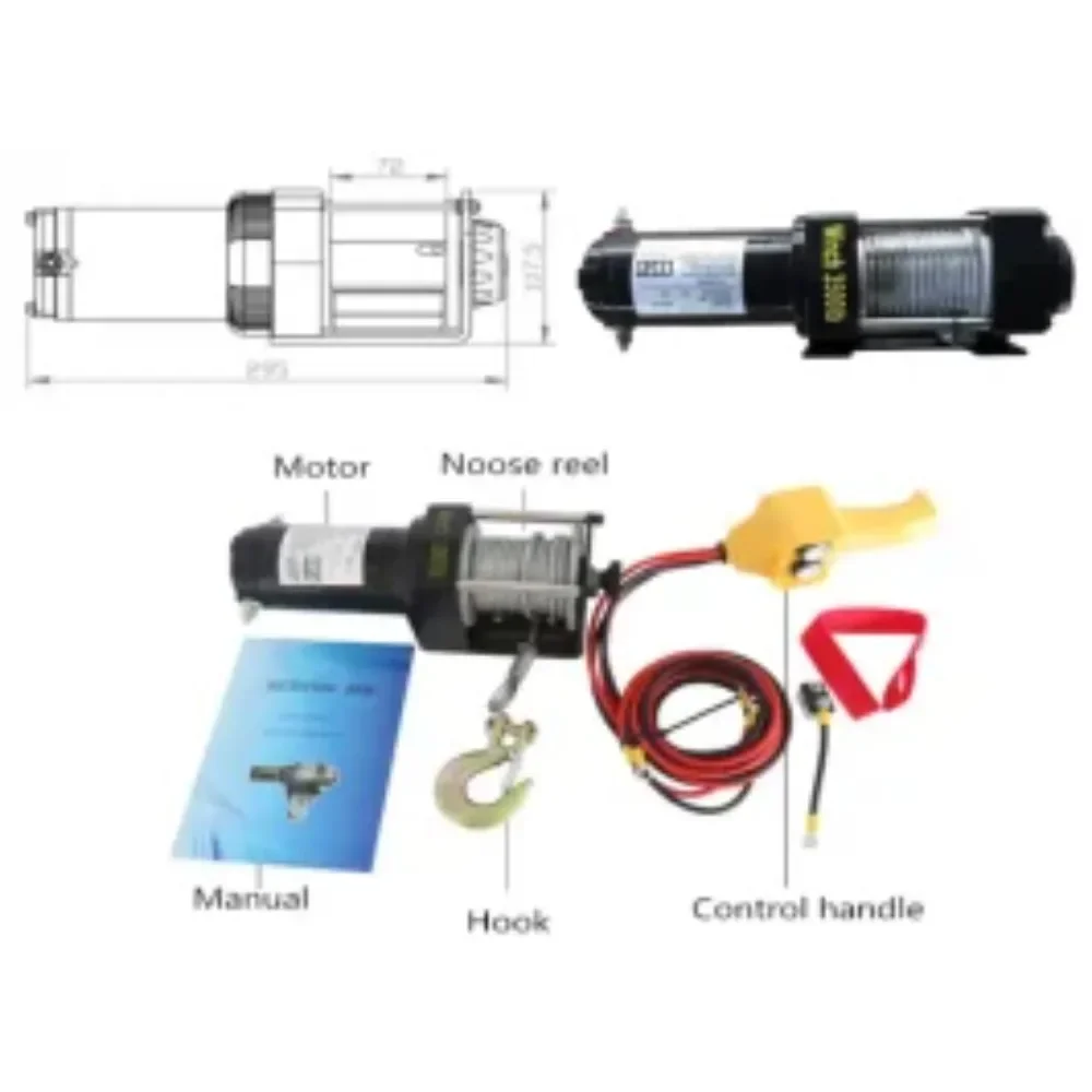 12v Small Electric Winch 2000lbs -12000lbs Electric Winch Electric Hoist with Wireless Remote for Car