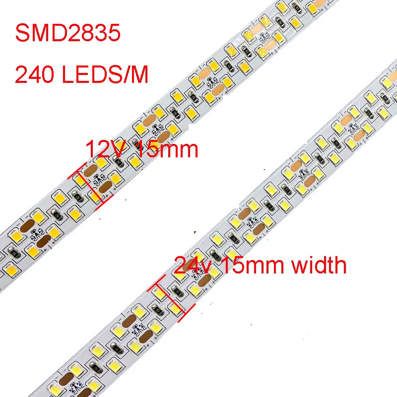 5m Super Bright 12V 24V Double Row LED Strip 35w/m 624 LEDS/m 480 LEDs/m 240leds 3000k 4000k 6000k Flexible LED Tape IP67 IP30