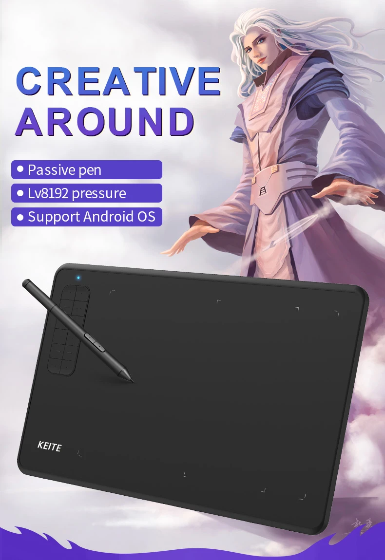 

KEITE G12 Graphic Drawing Tablet with Large Active Area Digital Tablet Support Android Phone 8192 Level