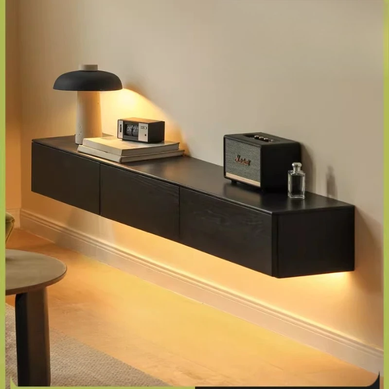 Solid wood suspended TV cabinet Wall-mounted splicing floor cabinet Household locker