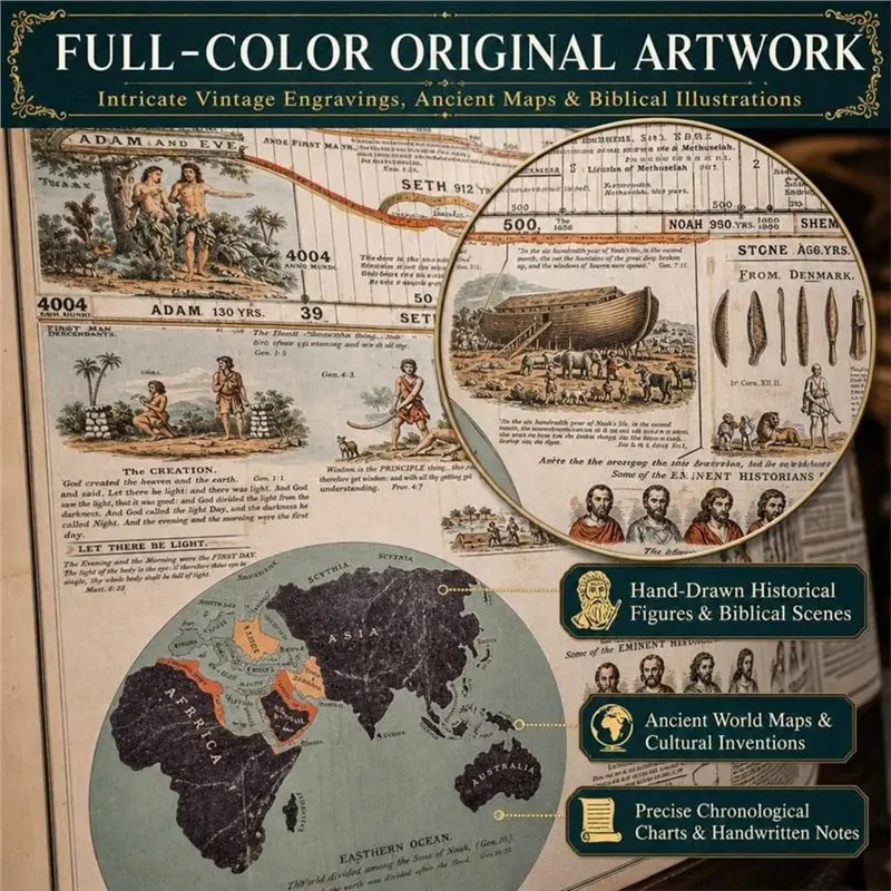 B92B-Adams Synchronological Chart Or Map Of History: Illustrated Timeline Of Biblical And World History(Gold Foil)
