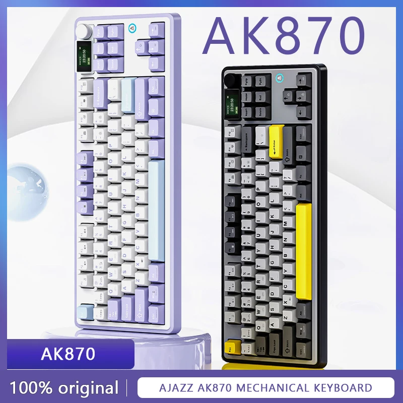 

AJAZZ AK870 Mechanical Keyboard NEW Tri-mode RGB Bluetooth 2.4GHz Wireless Game office USB Wired 87 Keys Hot Swap for PC Laptop