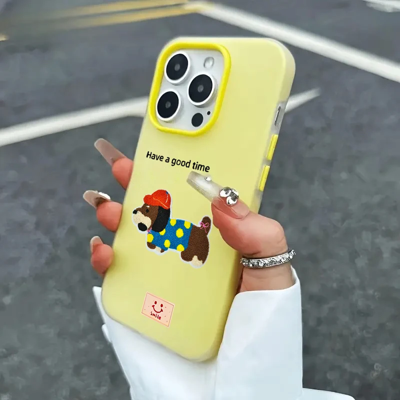 Lucky Dachshund Niedliche Hüllen für iPhone 16 Pro Max Plus, iPhone 14 13 15 17 12 11 7 XS, Bonbonfarben, Glücklicher Welpe, TPU-Schutzhülle – Detail 8