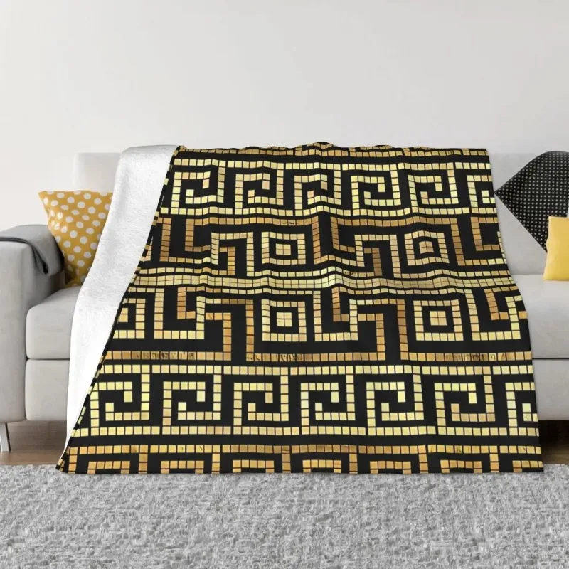 

Luxury Black Greek Baby Blanket Coral Fleece Plush Autumn/Winter Soft Throw Blanket for Bed Bedroom Plush Thin Quilt