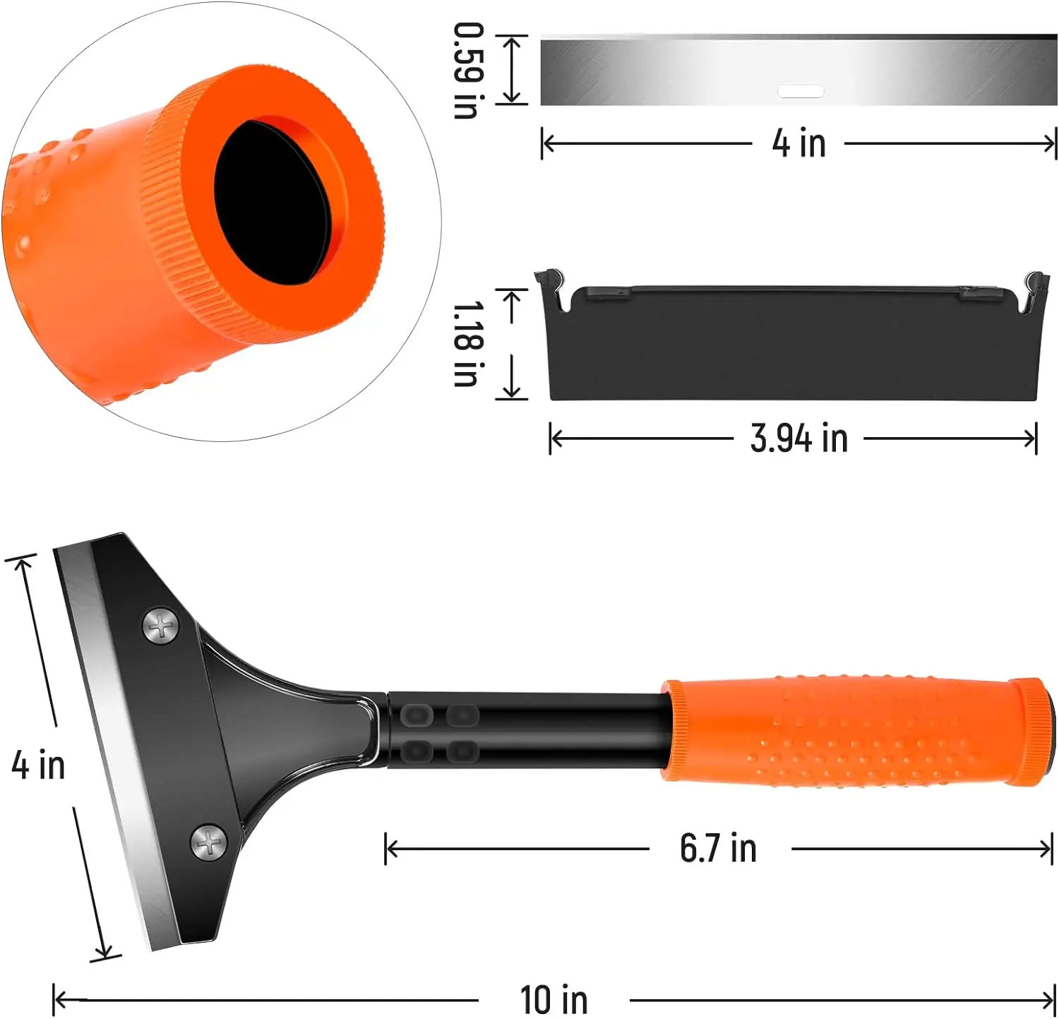 Razor Blade Scraper, Floor Scraper, Scraper Tool for Cleaning, Glass Scraper for Windows, Tile, Stove Top, Cooktop, Oven, Aquari