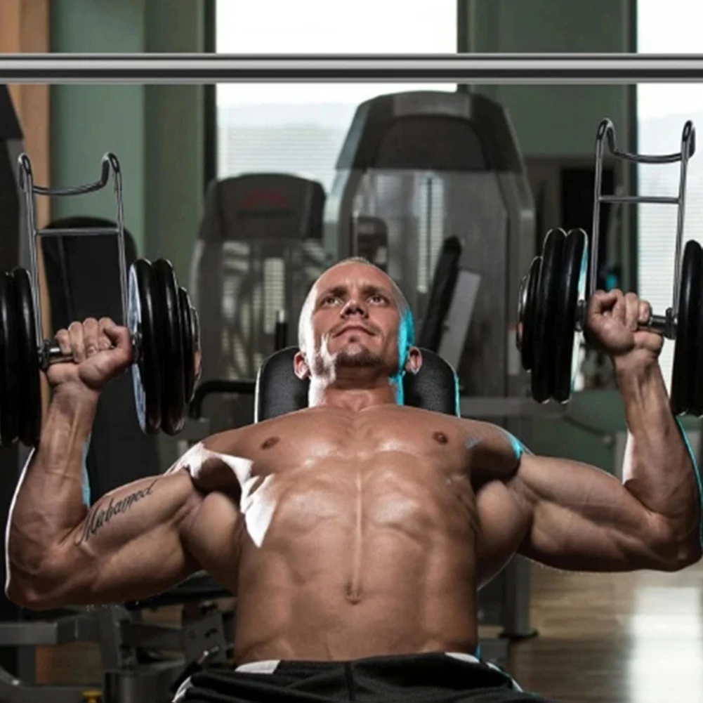 Ganchos para mancuernas que mantienen 225LB, accesorios de estante para mancuernas de potencia pesada para prensa de banco de mancuernas, entrenamientos de pecho y hombros