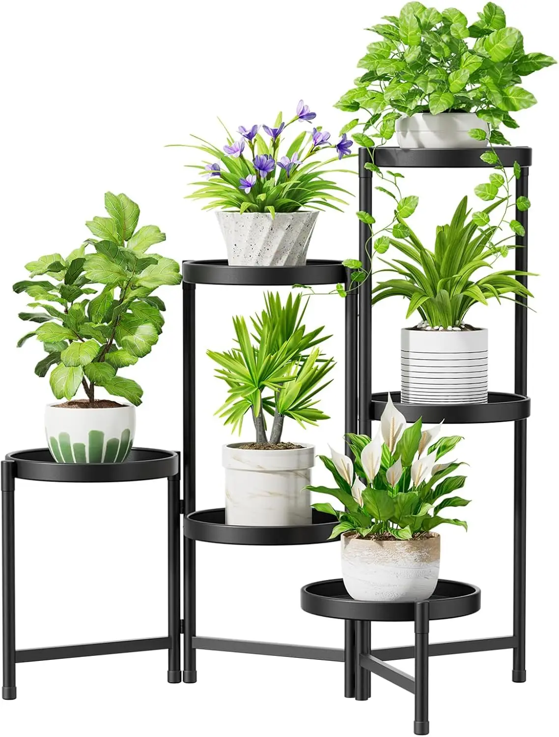 

6 Tier Large Plant Stand Indoor with 10 Inch Wide Tray,Tiered Corner Metal Outdoor Flower Display Holder Shelf,Folding Tall Rack