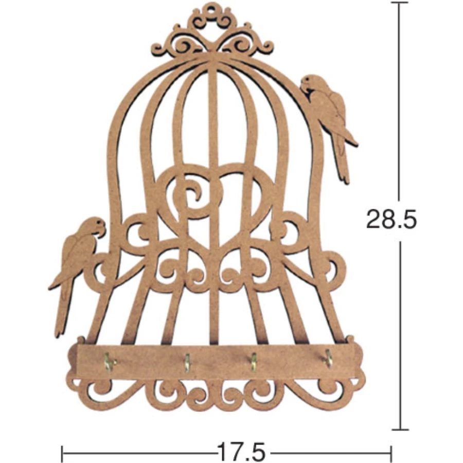 A033 Parrot Keychain, Unpainted Raw Wood Mdf Key Chain