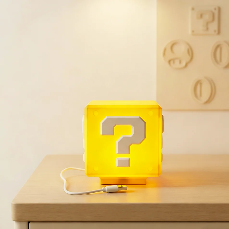 2026Question Block Lamp with Sound Effects USB Powered LEDNight Light for Gaming Room Decor  for Gamers Classic Pixel Art Design view 3