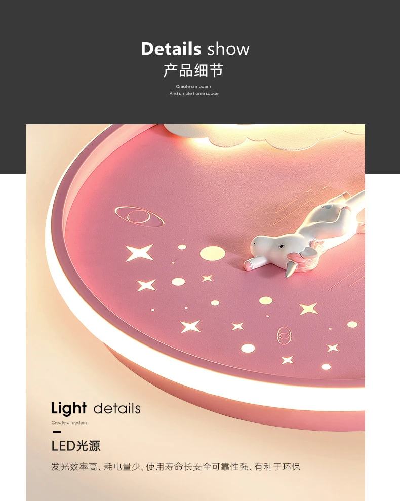 

Cartoon Led Unicorn Ceiling Lamp Nursery Baby Girl Room Lamp Ceiling Chandelier Kids Room Decor Pink Pegasus Cloud Ceiling Light