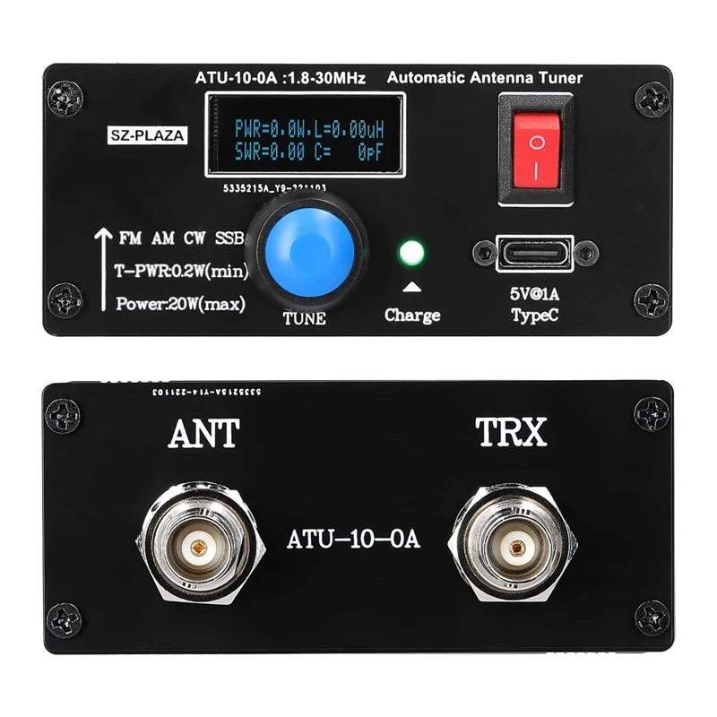 ATU-10-0A Shortwave Automatic Antenna Tuner 20W 1.8-30Mhz Shortwave Power Meter Standing Waves Meter