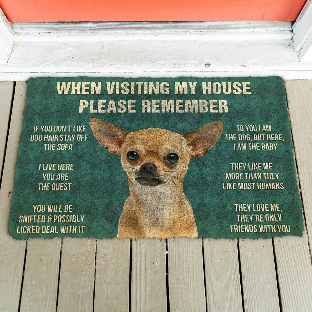 3D Please Remember Chihuahua Dogs House Rules Custom Doormat Non Slip Door Floor Mats Decor Porch Doormat