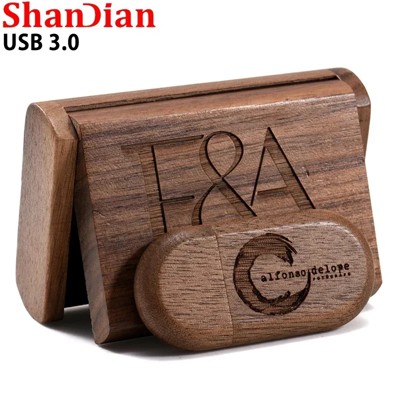 5PCS/Lot Wooden Gift Box USB 3.0 Flash Drive Real Capacity High Speed Pen Drive Free Custom Logo Memory Stick Wedding U Disk 64G