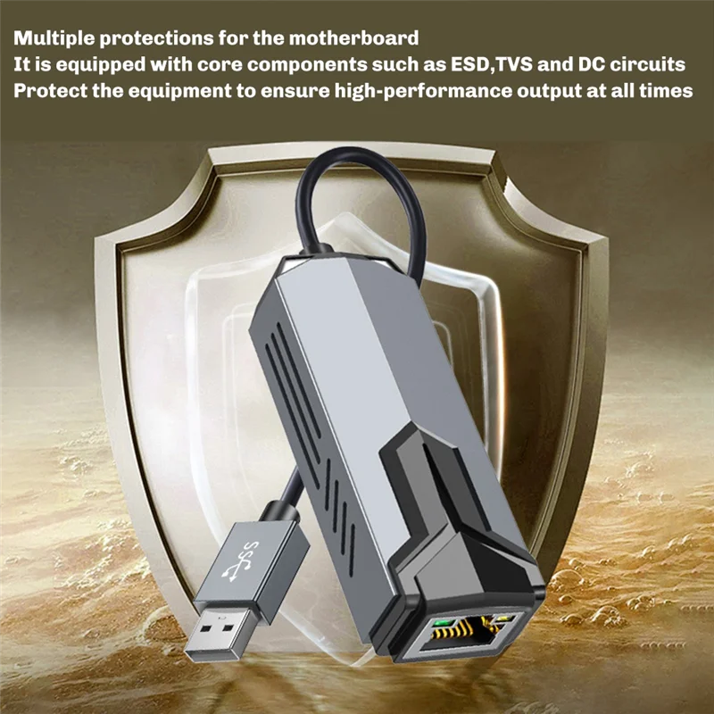 

ABAC-RJ45 Gigabit Ethernet-адаптер 5 Гбит/с USB сетевая карта RTL8175 для NAS Win11 PC Gaming B