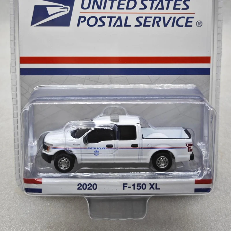 

1:64 Scale 2020 F-150 XL Postal Service Simulation Alloy Car Model Static Display Collectible Toy Gift Souvenir Decoration