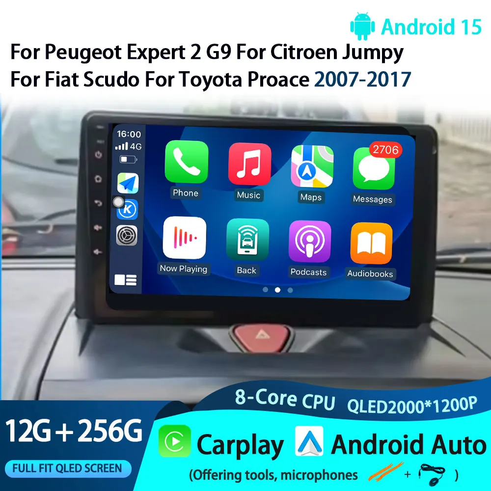 Car Radio Carplay For Peugeot Expert 2 G9 For Citroen Jumpy For Fiat Scudo For Toyota Proace 2007-2017 Navigation GPS No 2din 4G