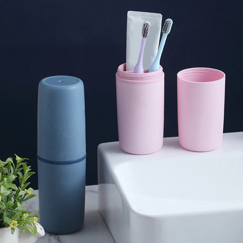 Portable Toothbrush Dustproof Cup Bathroom Toothpaste Holder Storage Case Box Organizer Travel Compartmented Toiletries Storage