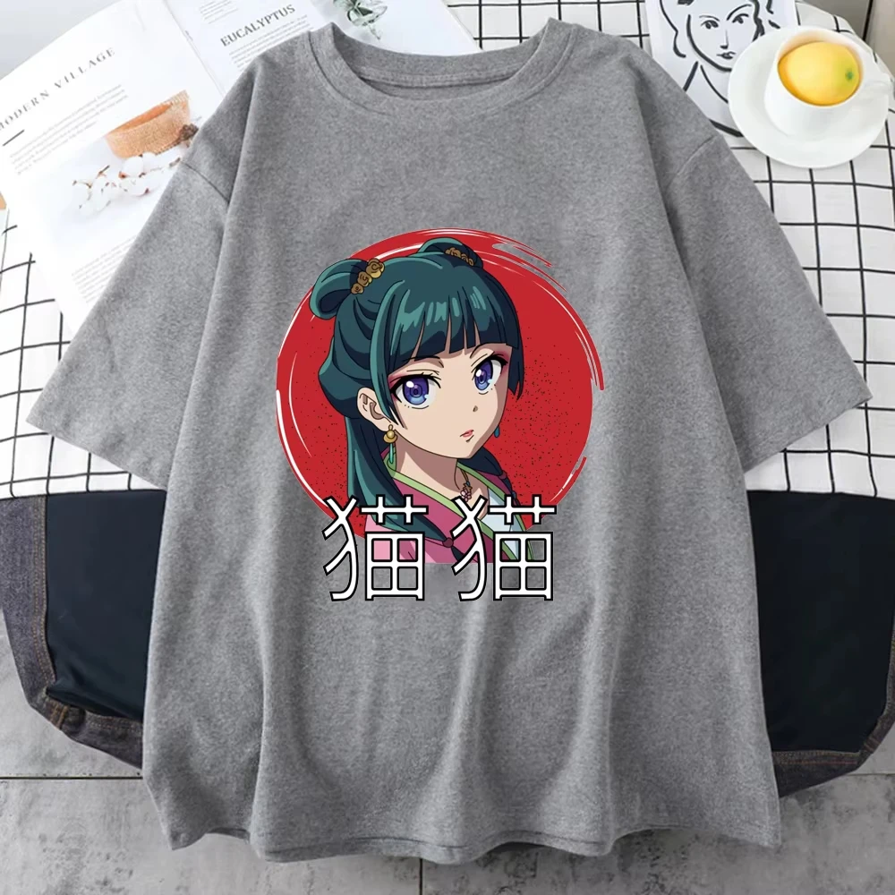 여성용 애니메이션 하라주쿠 프린트 티셔츠 여름 루즈 쿨 티셔츠 귀여운 애니메이션 패턴 프린트 T 여성용 애니메이션 티셔츠