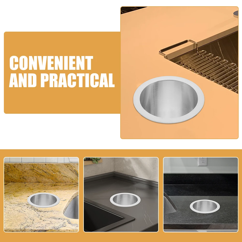 

304 Stainless Steel Garbage Trough Round Trash Chute Countertop Corrosion Resistant Wall Mounted Kitchen Counter