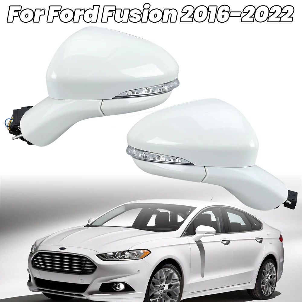 7 Pins Side Mirror Assembly For Ford Fusion 2016-2022 US Version Pearl White Manual Folding Wing Door Mirror Car Accessories