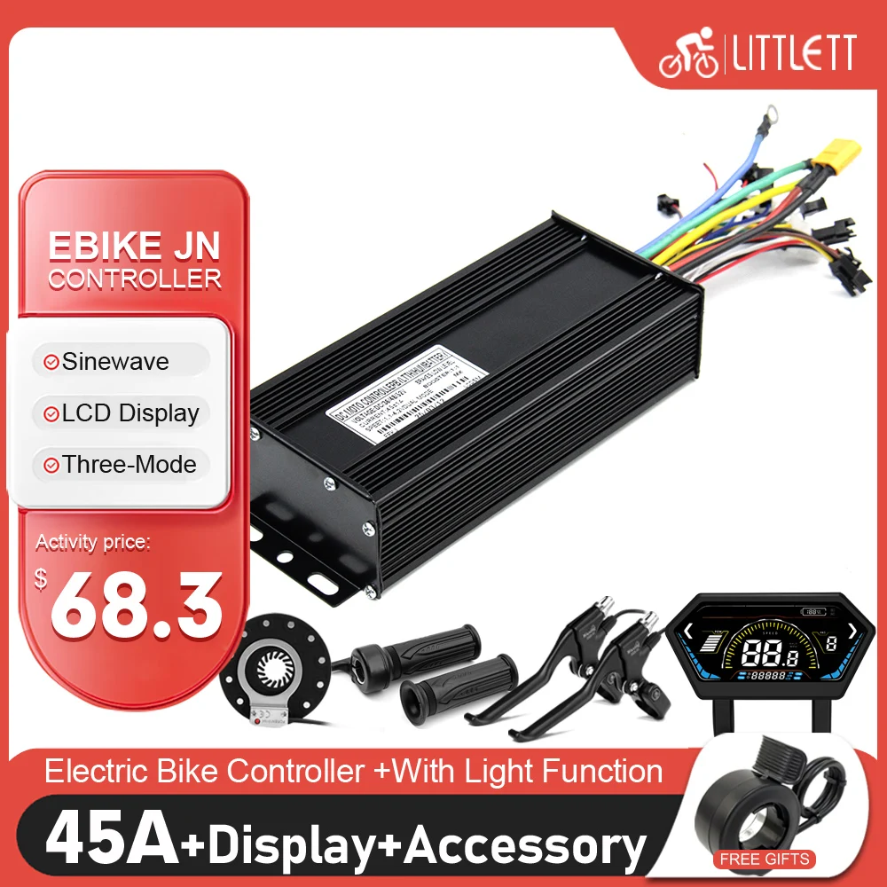 

Three-Mode Sine Wave 36V/48V/52V 45A Controller with Learn Function LCD Display for 1000W-2000W For Electric Bike Conversion Kit