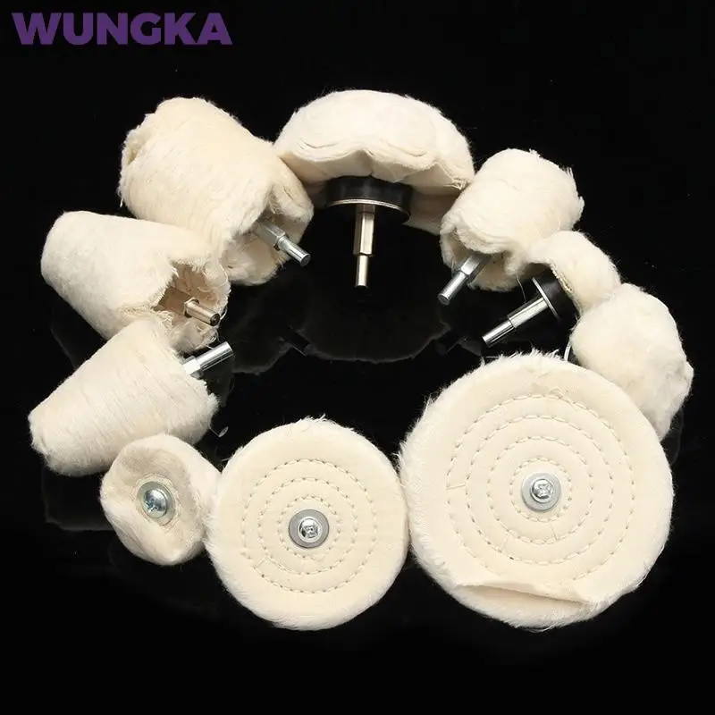 1 Pcs 6mm Shank Cotton Polishing Wheels Cloth Buffing Wheel Grinder for Jewelry Wood Metal Abrasive Tools Cone Brus