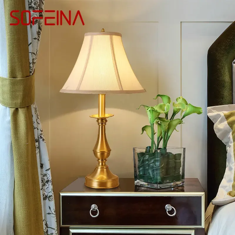 SOFEINA Modern Nordic Brass Table Lamp LED Copper Desk Light Creative Decor For Home Bed Room