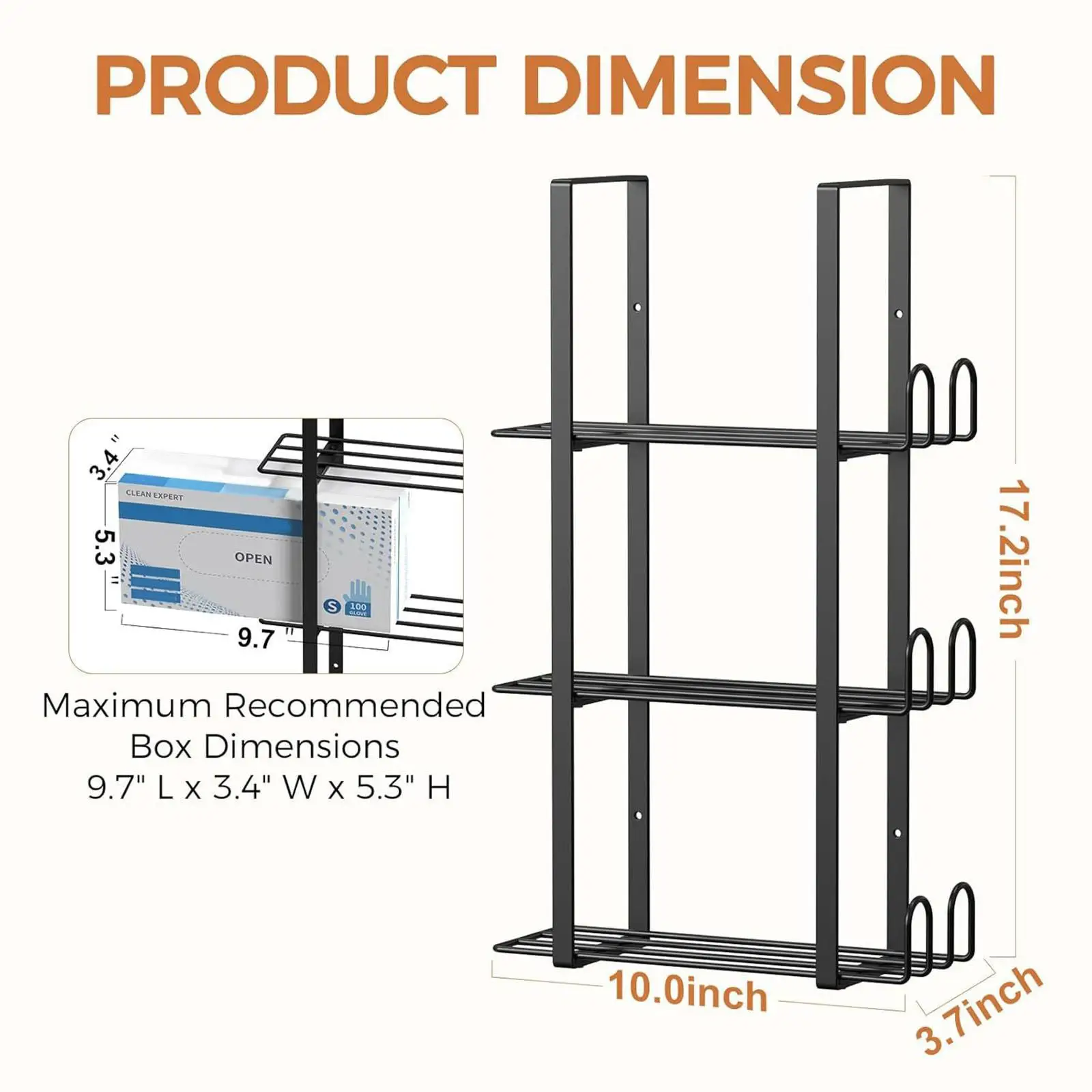 Heavy Duty Metal Glove Box Holder Wall Mount Three Compartment Tissue Dispenser for Laboratory Kitchen Home Office