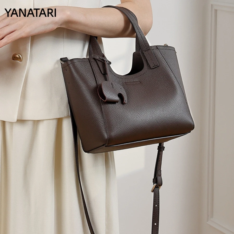 

YANATARI Роскошная женская сумка через плечо из мягкой кожи, модная сумка-тоут, стильная сумка-кроссбоди, мини-сумка-ведро, новая модель 2026 года