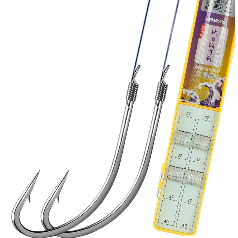 

Ready Tied Akita Fox Hook Fine Stream Sub Line Double Hooks Barbed High Carbon Steel Wild Crucian Carp Freshwater Fishing Tackle