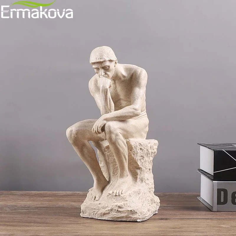 ERMAKOVA Abstract Art Thinker Statue Thinking of You Figurine Natural Sandstone Craft Sculpture Modern Home Office Decoration