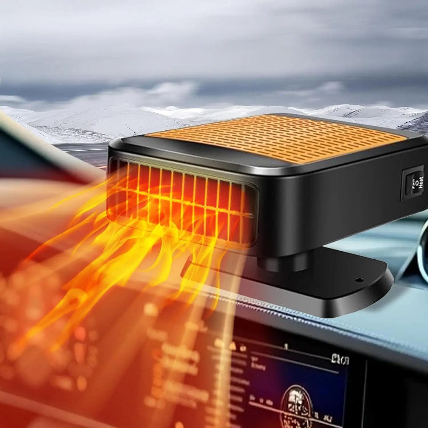 

Портативный автомобильный обогреватель 12 В, 200 Вт, размораживатель с быстрым нагревом и 360° ° Поворотная база для автомобиля, грузовика, внедорожника, автофургона