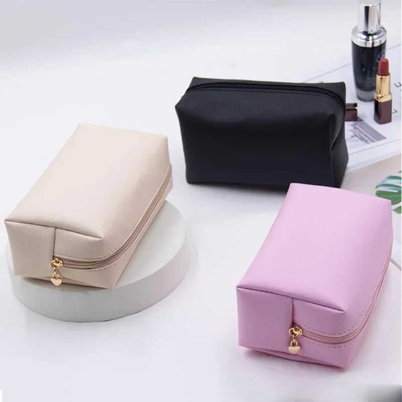Zipper Makeup Bag Travel PU Leather Women's Cosmetic Bag Toiletry Storage Pouch Organizer Toiletry Bag Women Water-Resistant