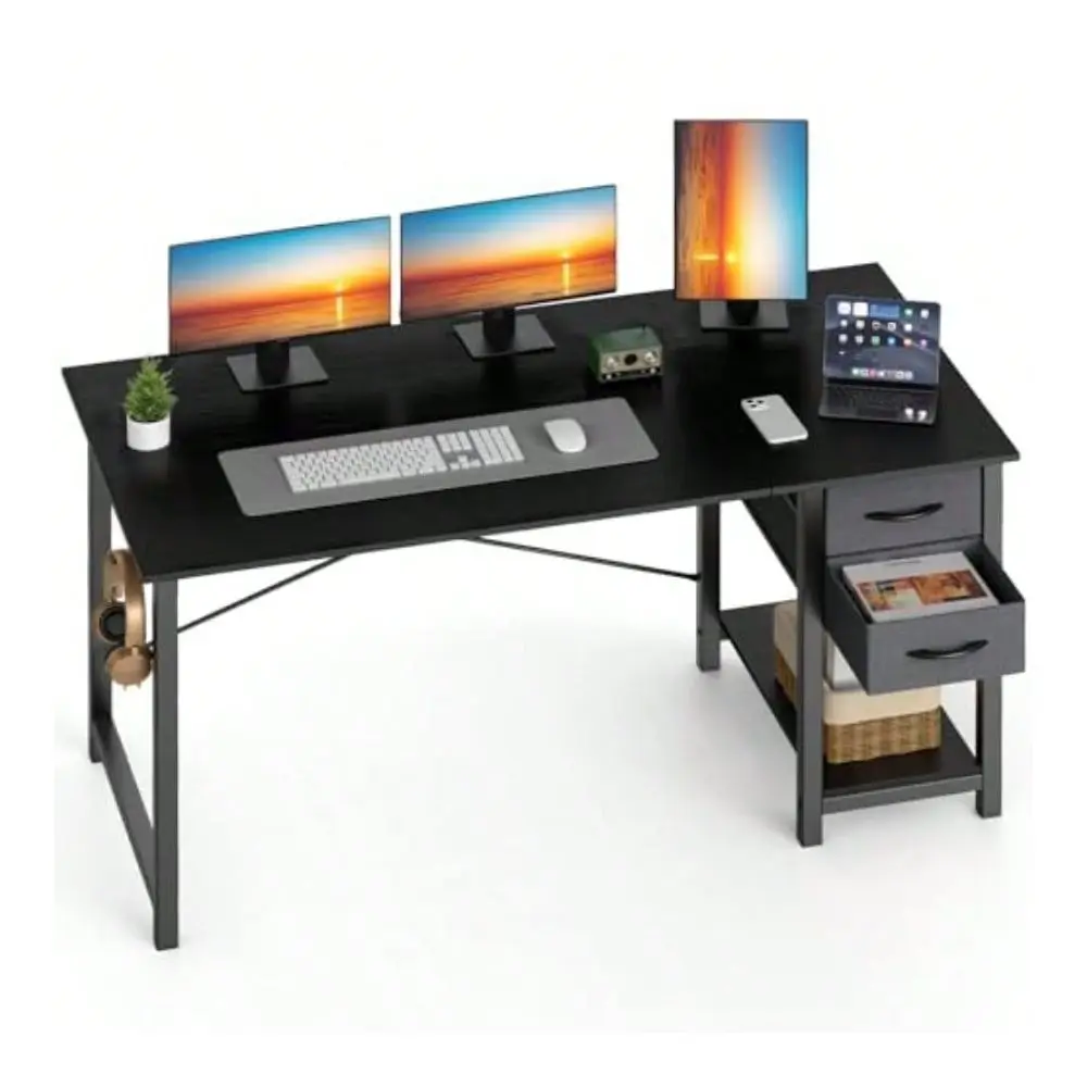 

Inch Computer Desk With Drawers For Home Office Writing Desk With XShaped Reinforcement Wood Table With Adjustable Position Dra