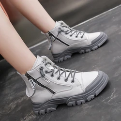 Fashion Boots for Women Thick Sole Ankle Boots Ladies Lace-Up Snow Boots Women Casual Flat Warm Shoes Women's Boots 2022 New