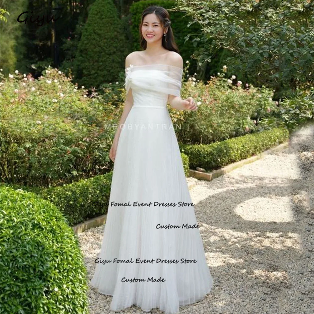 

Giyu Fairy A-line Korea Wedding Dress Photoshoot Strapless Draped Floor-length 웨딩드레스 Vestidos Novias Boda Evening Gown Dress